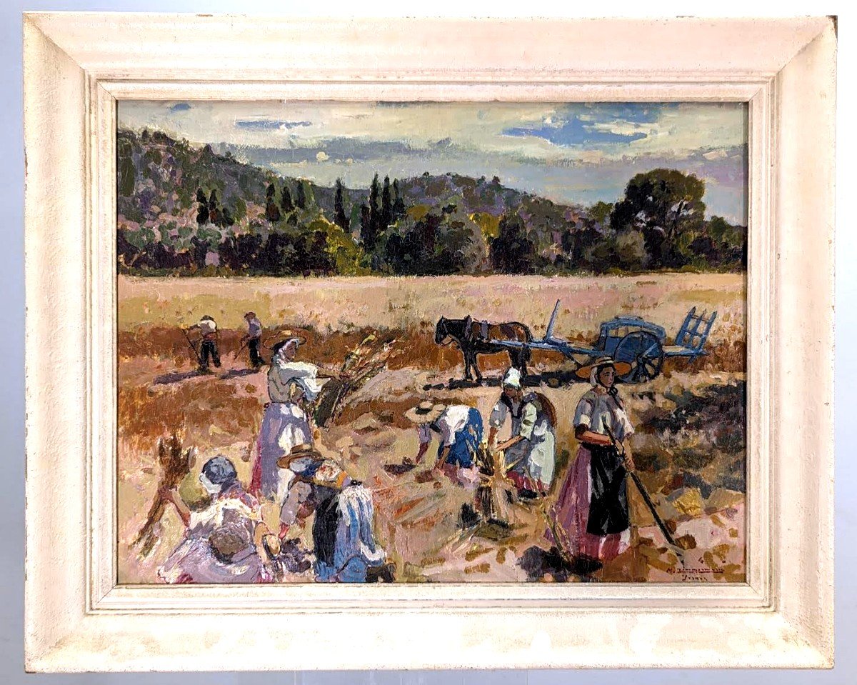 Huile Sur Toile Intitulée La Moisson En Provence Michel Zimmermann 