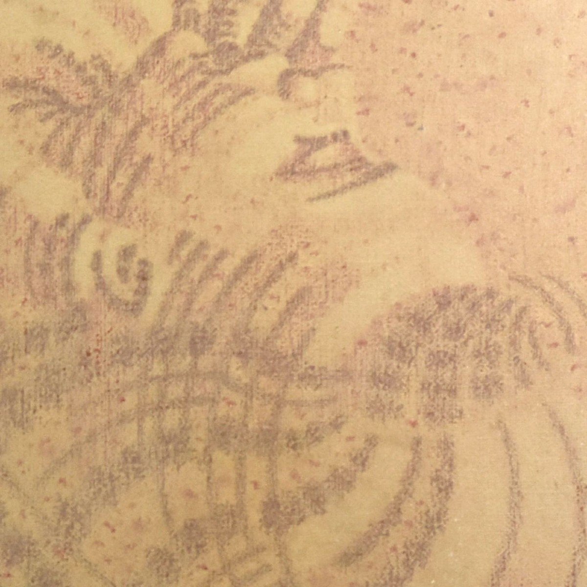 Femme Au Fusain Et Sanguine Sur Textile école Française Martinez Années 60 De Dimension 143x133-photo-3