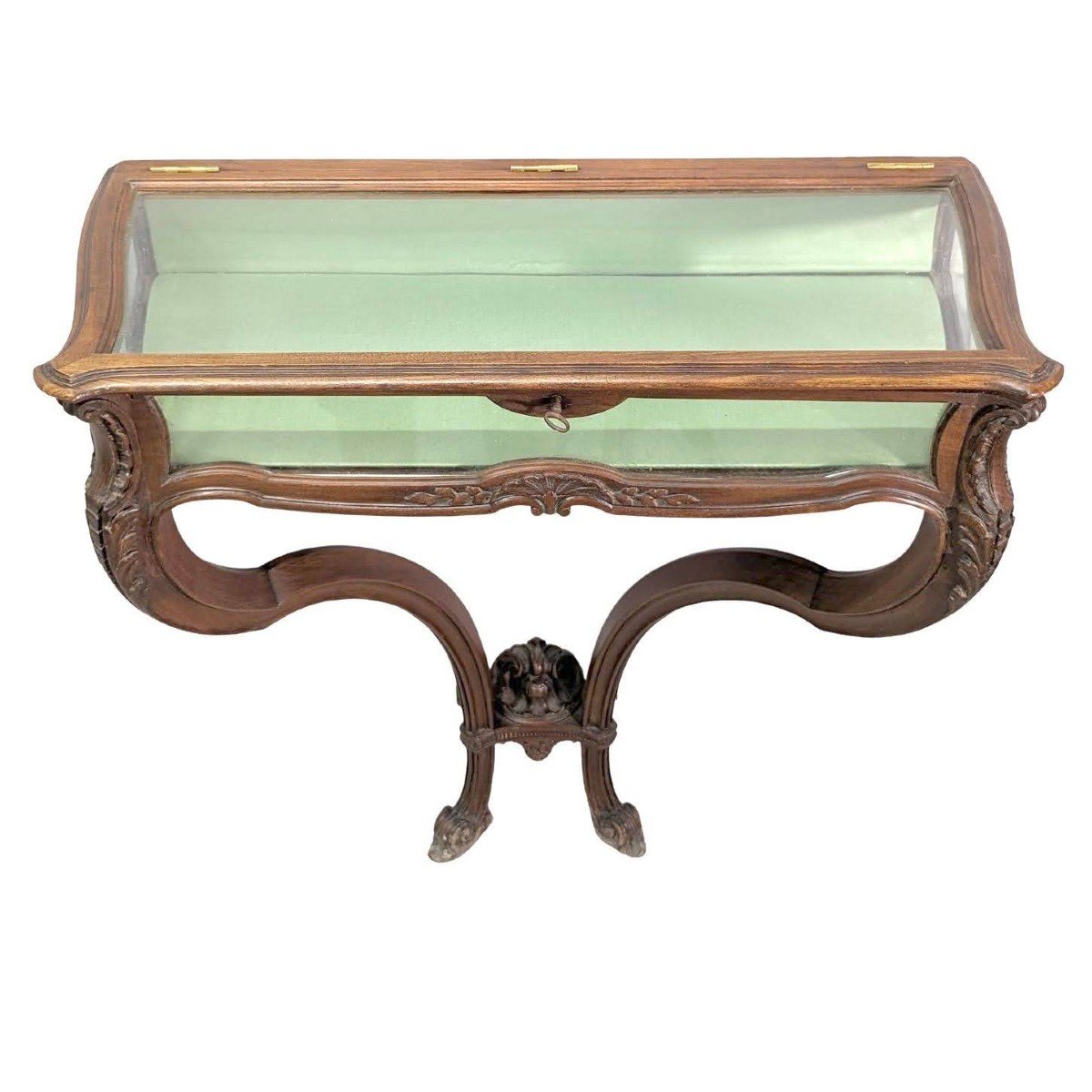 Console Style Louis XV En Noyer Formant Vitrine d'époque 1900 -photo-4