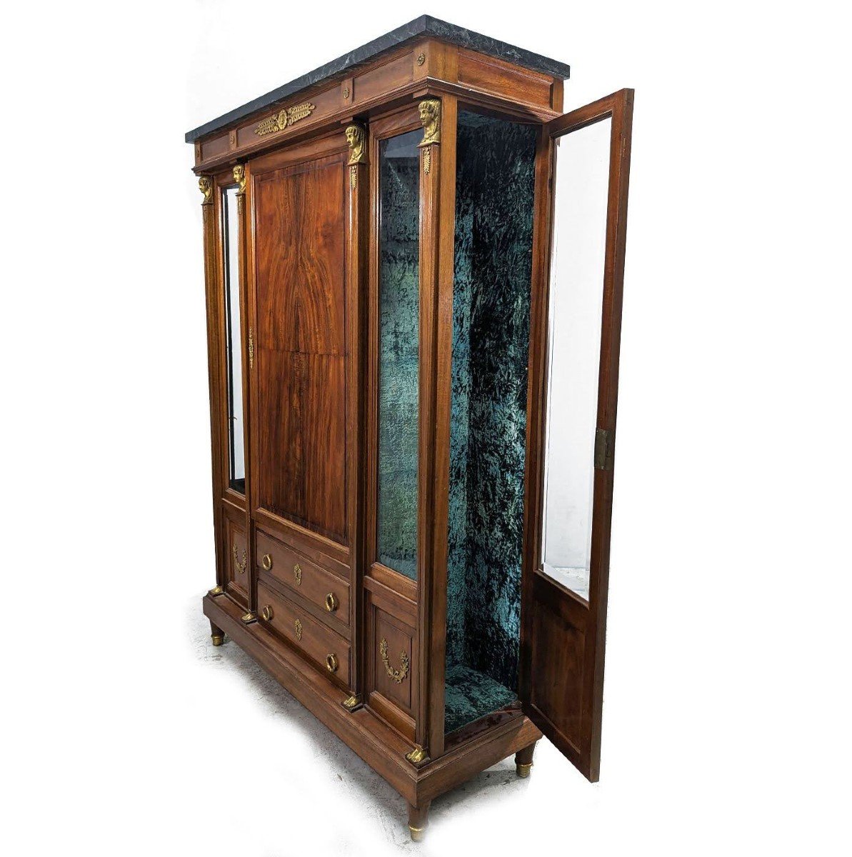 Empire Style Mahogany Showcase Library Return From Egypt 1900-photo-4