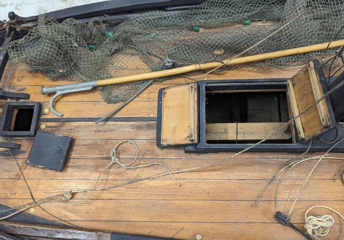 Marseillaise Barque Boat Model Said "pointu" Sailing Fishing Boat In Provence. Early 20th Century-photo-6