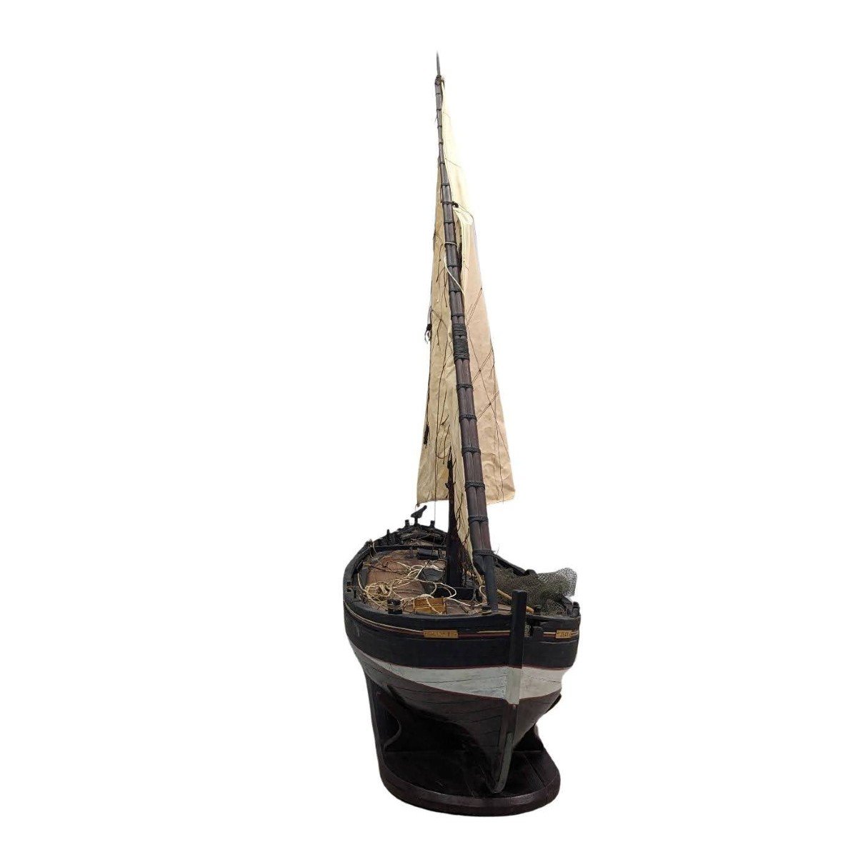 Marseillaise Barque Boat Model Said "pointu" Sailing Fishing Boat In Provence. Early 20th Century-photo-8
