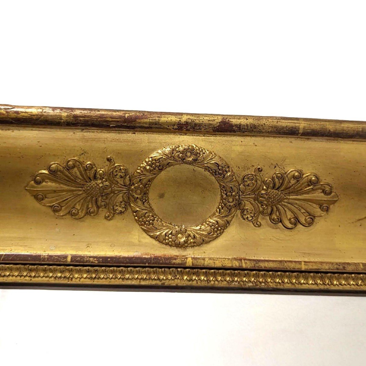 Antique Mirror In Wood And Golden Stucco, Restoration Period.-photo-4