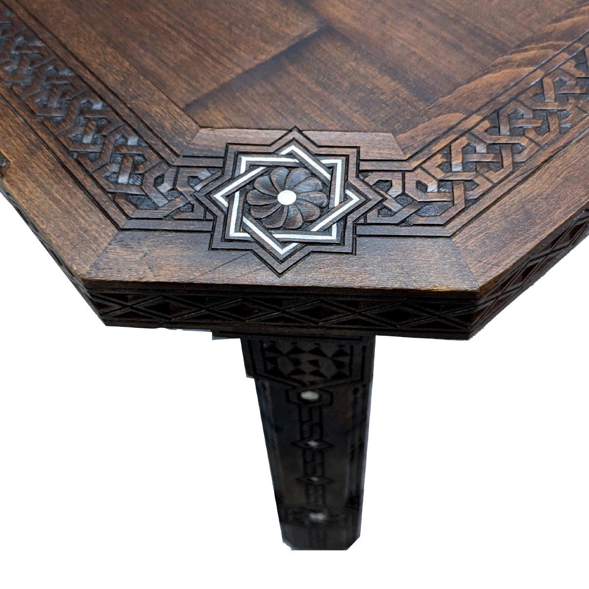 Dining Room Table Inlays Of Mother Of Pearl And Pewter Algeria 1900-photo-3