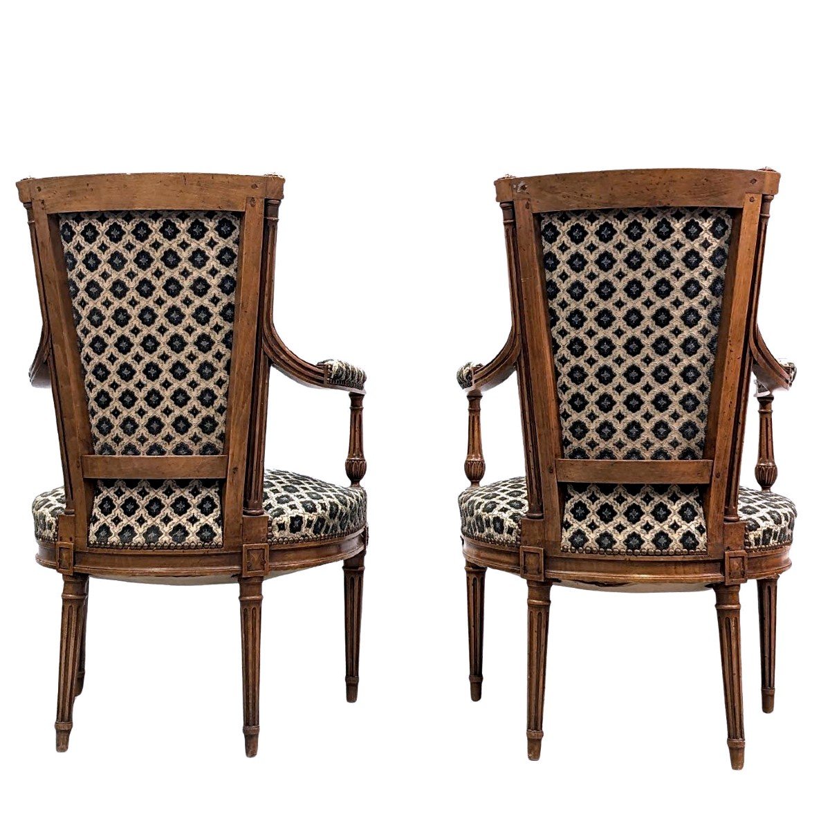 Louis XVI Style Living Room 1900 Period Pair Of Armchairs And Pair Of Bergères-photo-2