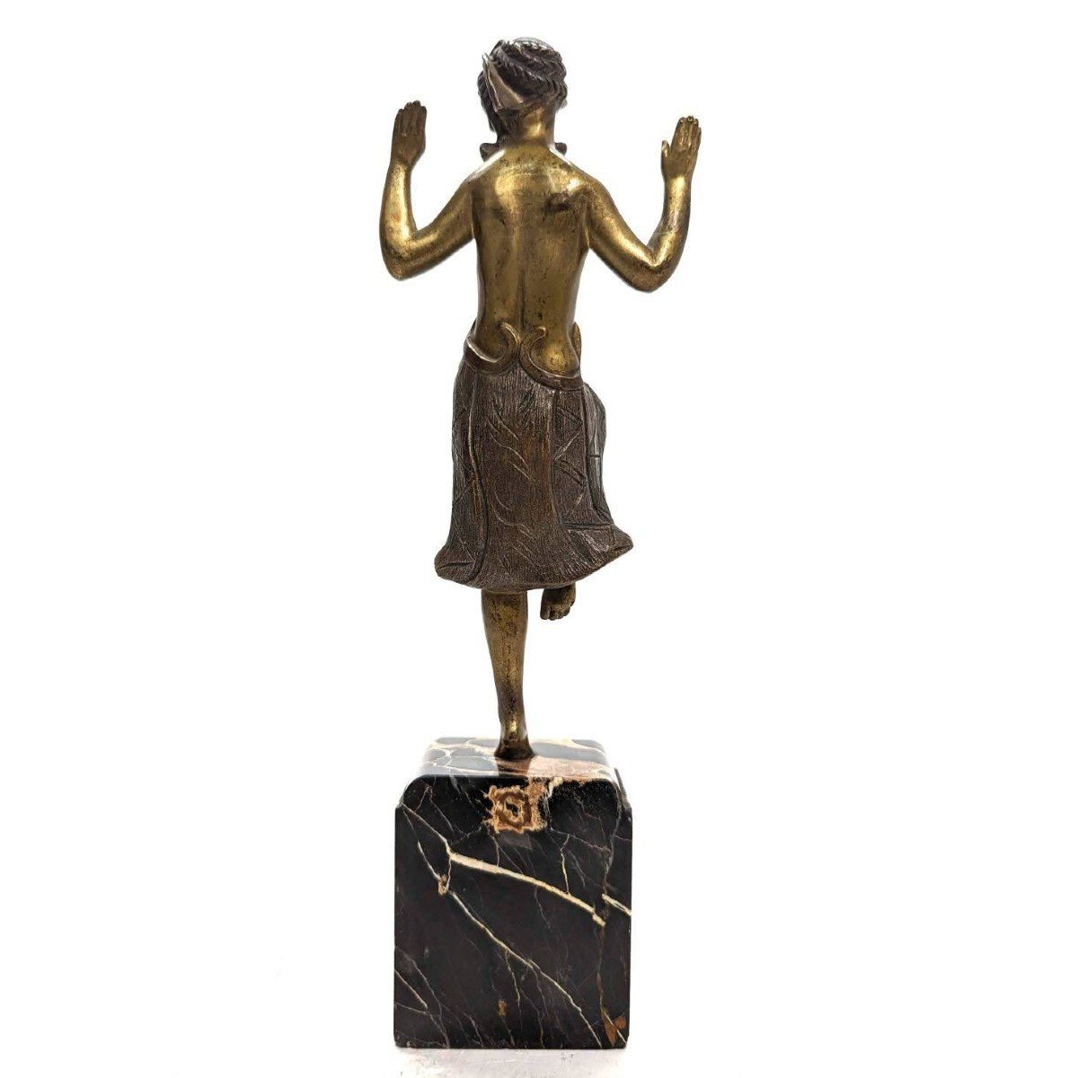 Charlotte Monginot Danseuse En Bronze Art Déco 1930 Sur Socle En Marbre  Portor  -photo-5