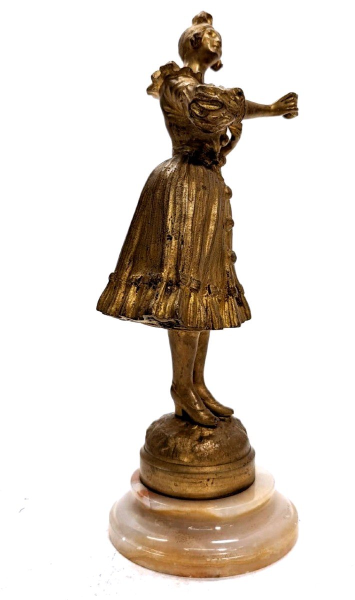 Bronze Columbine By Georges Omerth Small Chip On The Onyx Base-photo-3