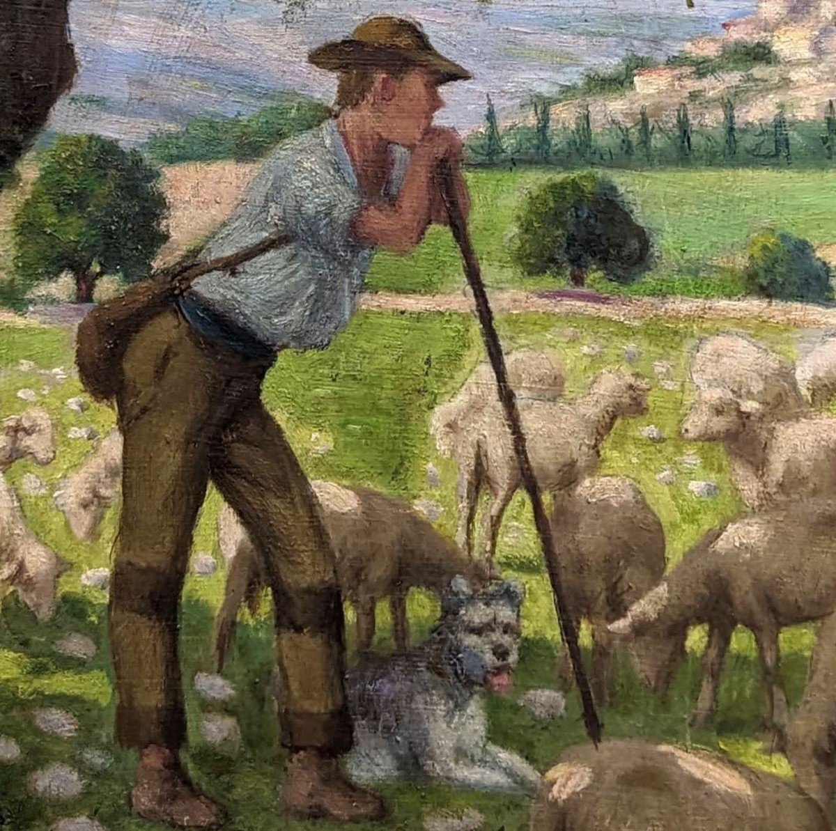 Huile Sur Toile Scène Pastorale école Provençale Rémy Mayan (1877-1961)-photo-3