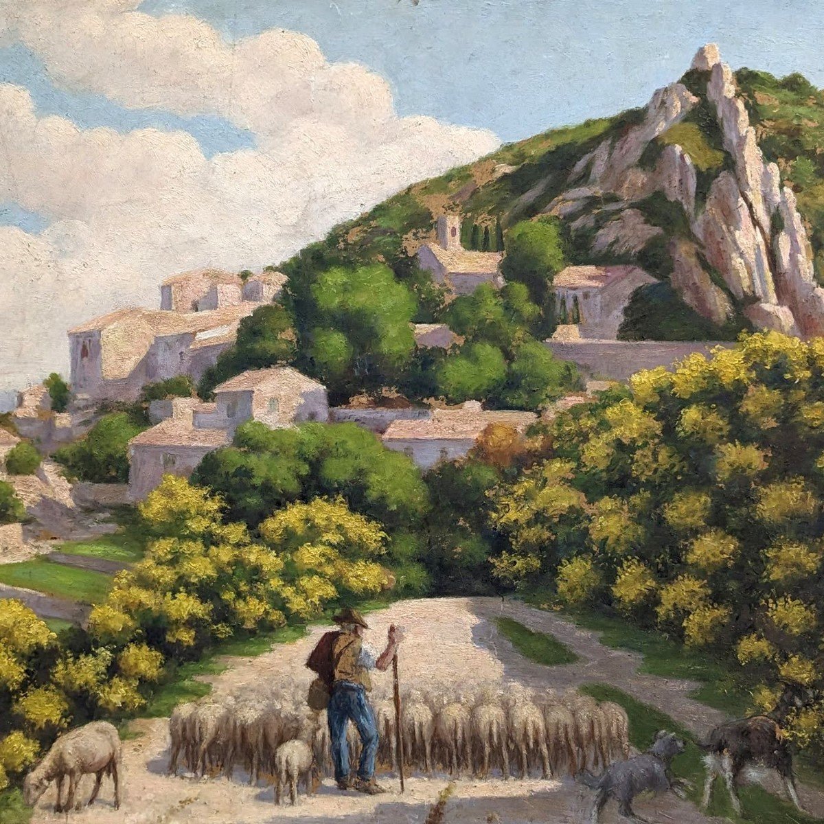 Oil On Canvas Pastoral Scene Provençal School Rémy Mayan (1877-1961)-photo-2