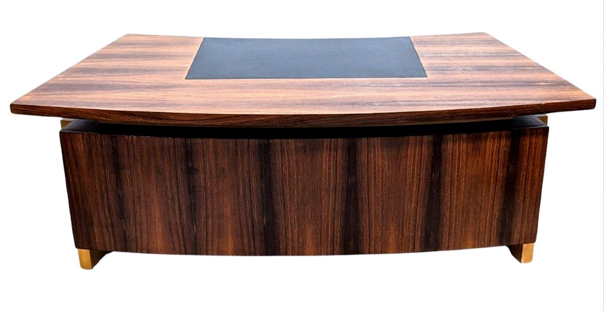 Large Presidential Desk With Box Art Deco Style 1930 From 1950 In Rosewood-photo-2