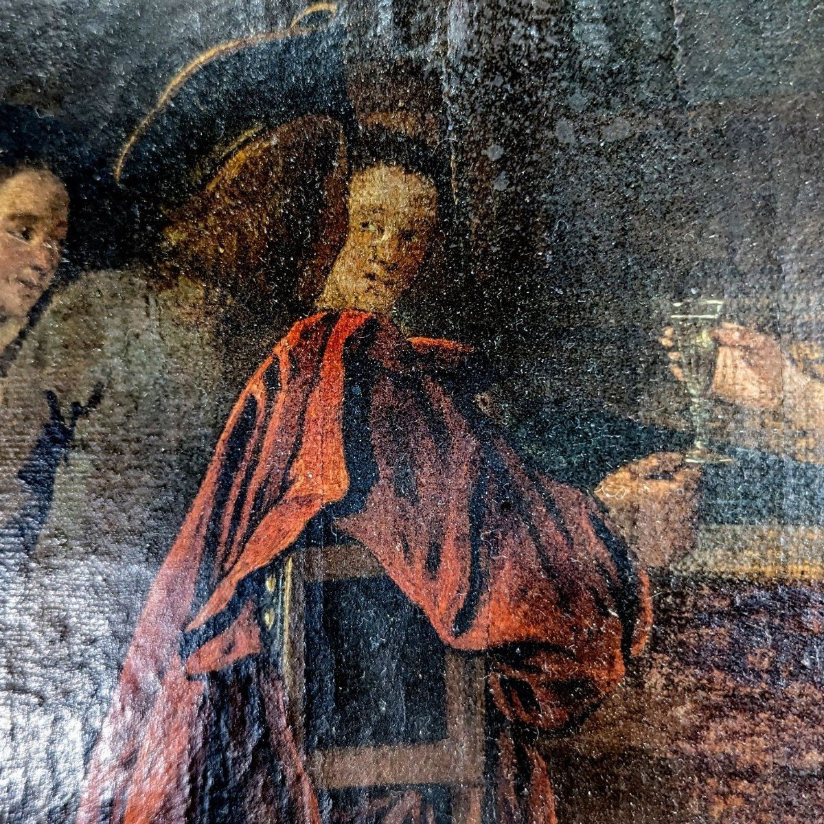Huile Sur Toile école Hollandaise XVIIème Scène De Banquet -photo-1