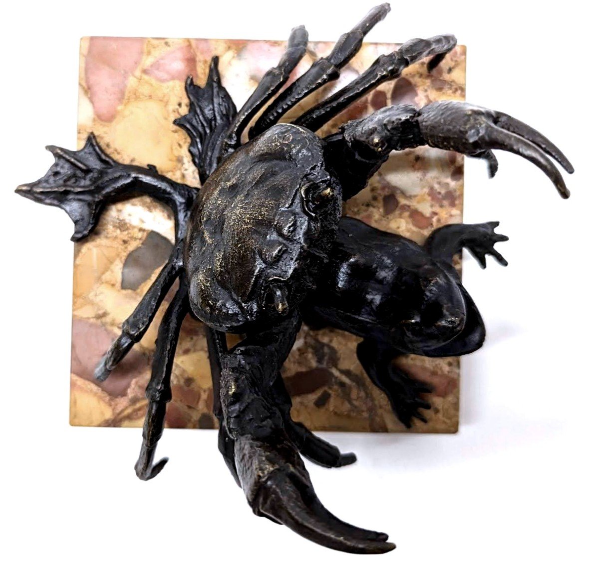 Le Crabe Et La Grenouille Bronze Japonais XIXème  -photo-4