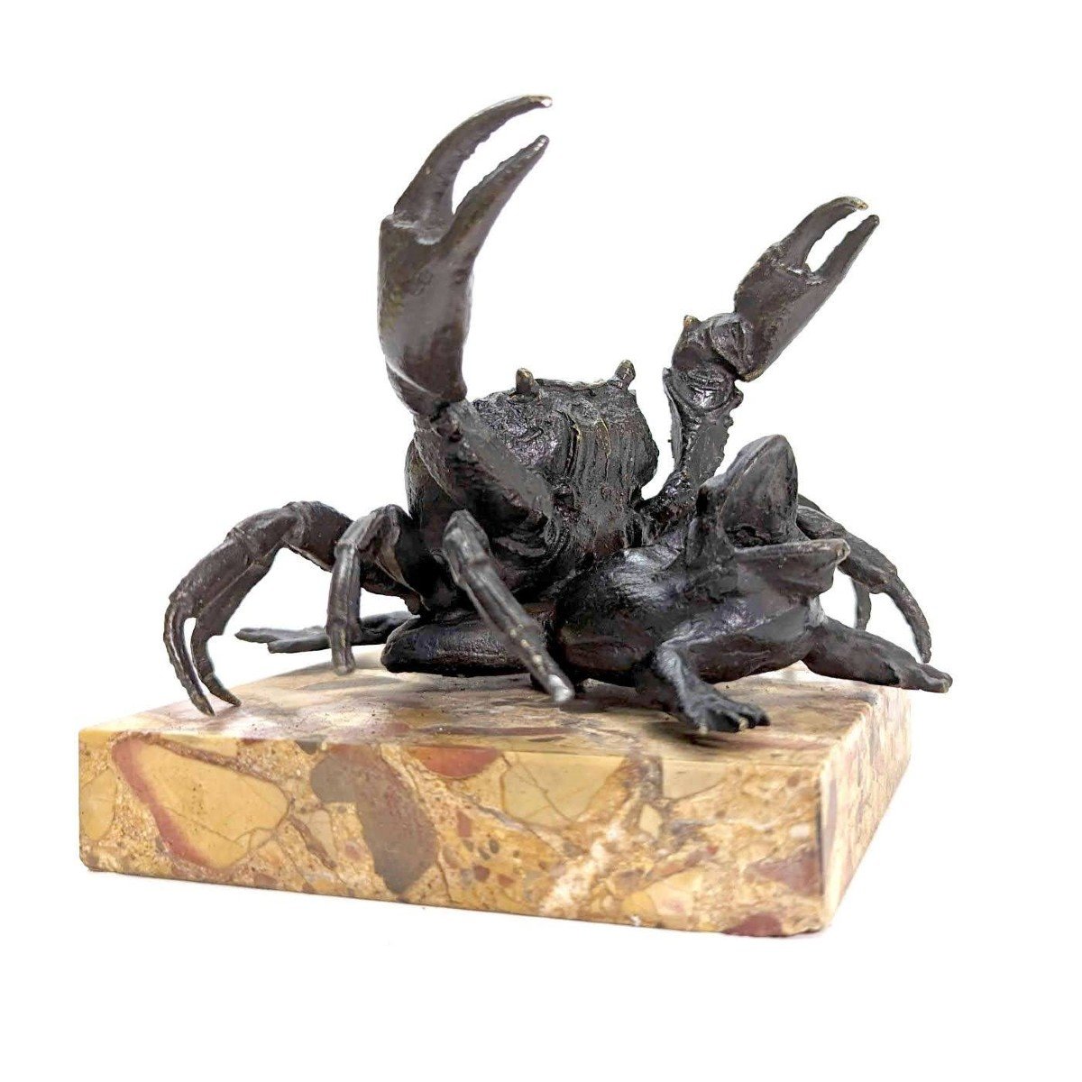 Le Crabe Et La Grenouille Bronze Japonais XIXème  -photo-5