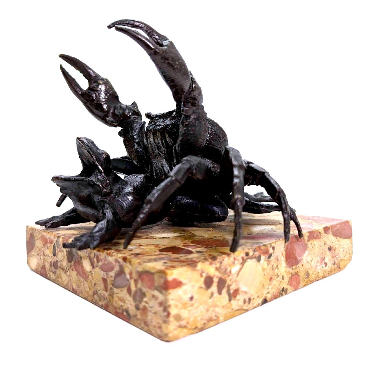 Le Crabe Et La Grenouille Bronze Japonais XIXème  