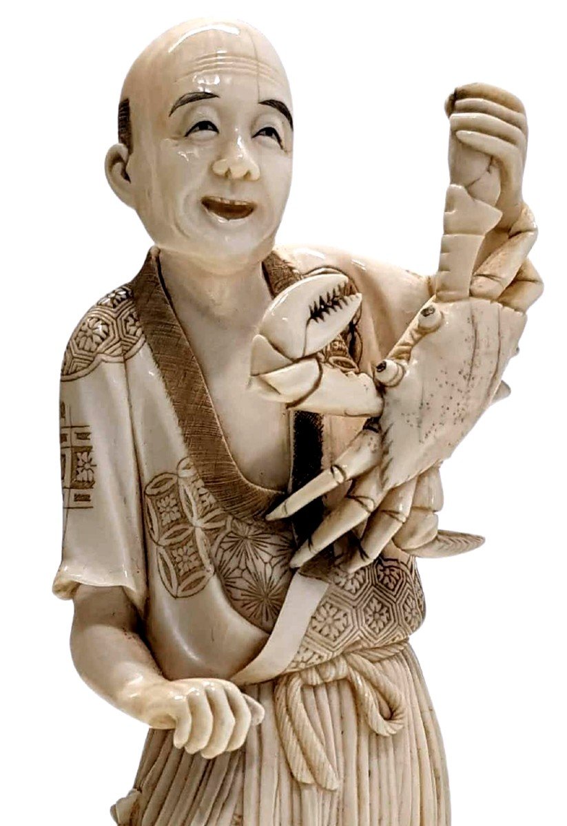 Okimomo In Ivory From The 19th Century The Crab Fisherman-photo-1