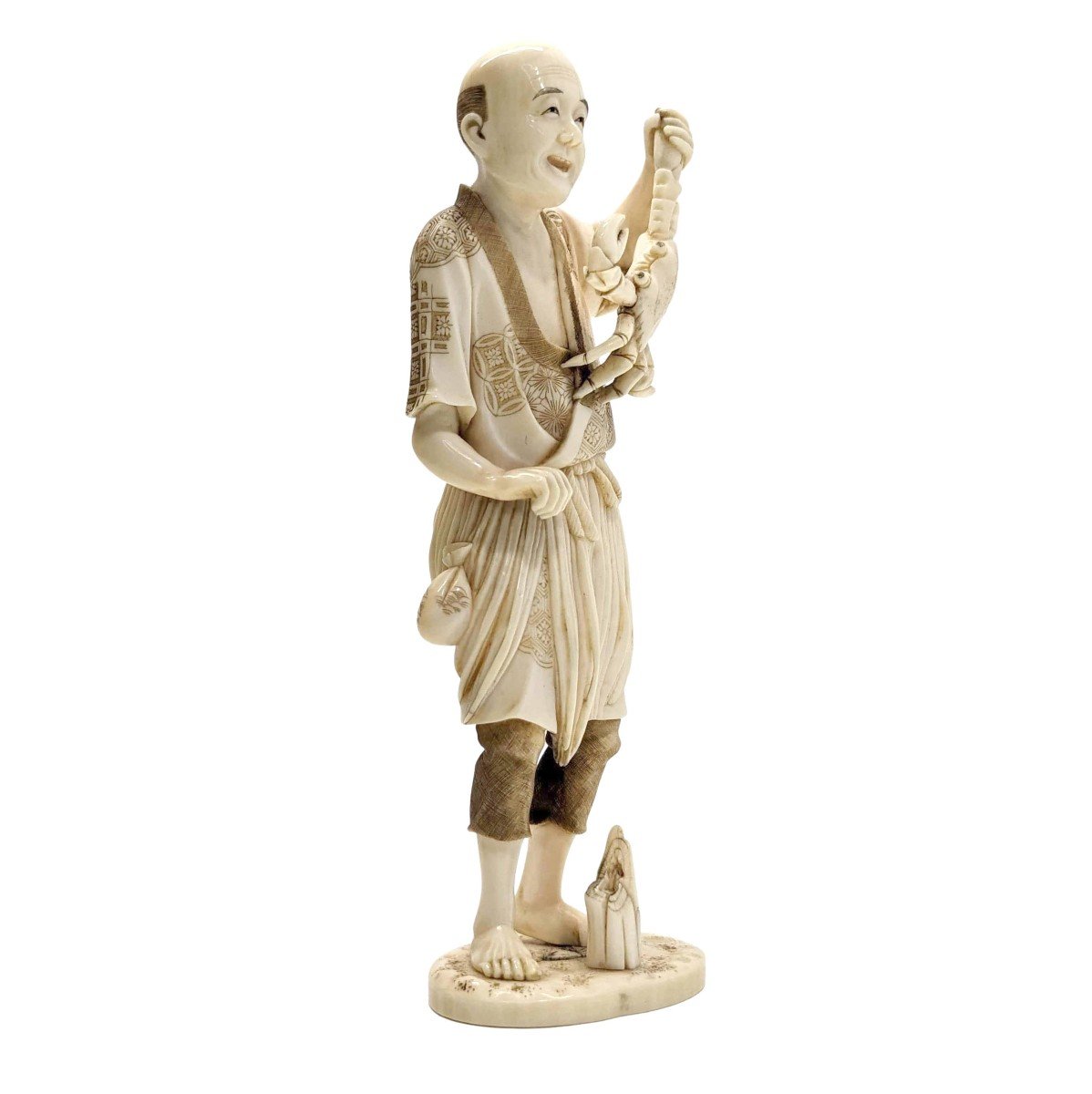 Okimomo In Ivory From The 19th Century The Crab Fisherman-photo-6
