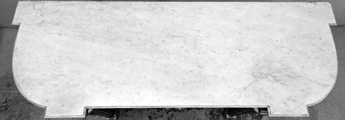 Console En Bois Doré De Style Louis XVI XIXème Dessus De Marbre Blanc  -photo-4