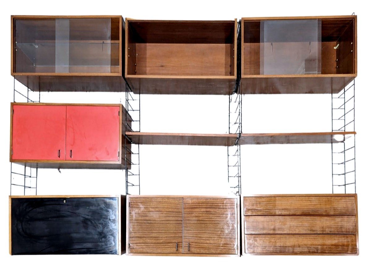 Modular String Bookcase Made Up Of 9 Elements  