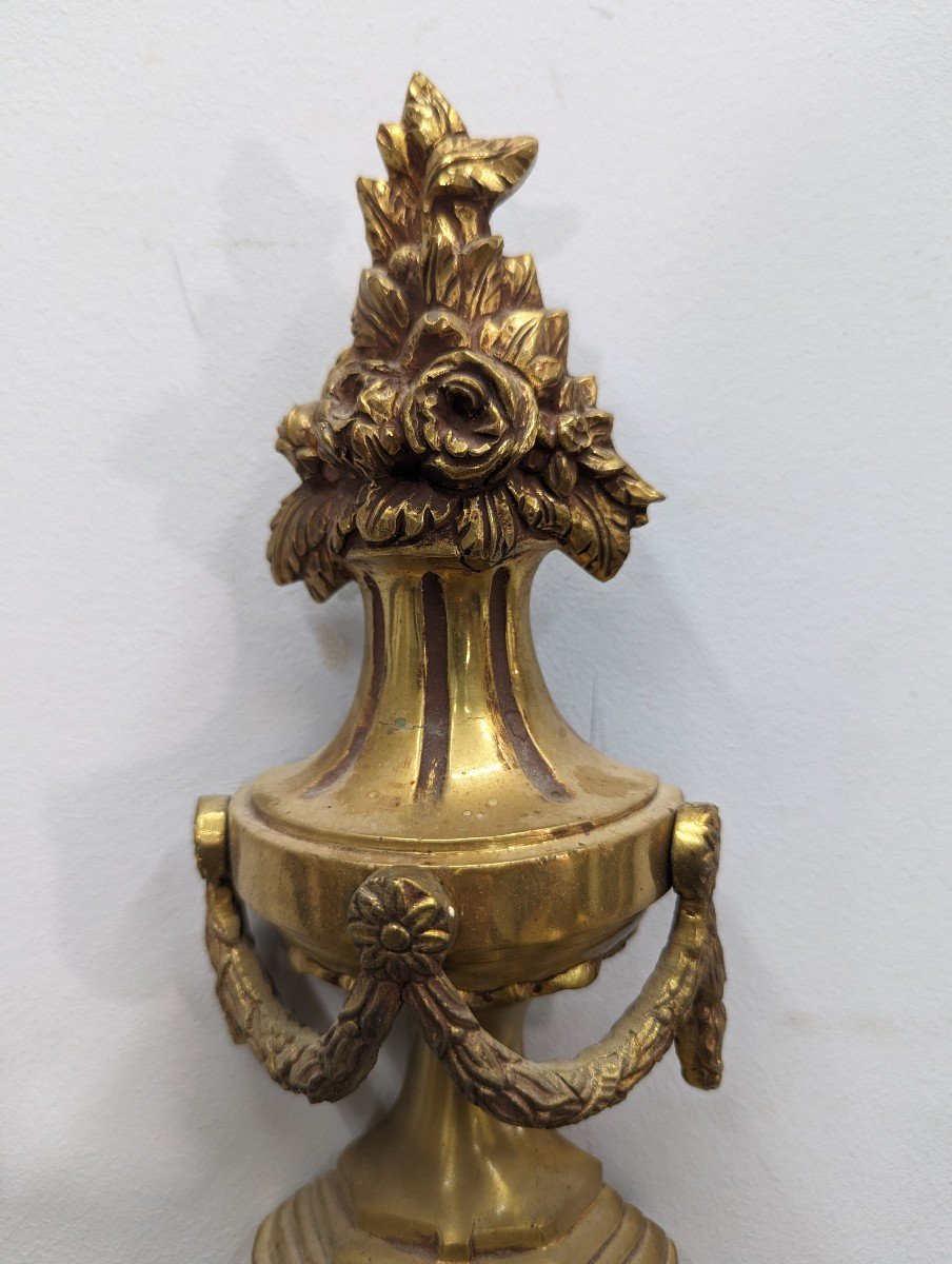 Série De 4 Appliques Bronze Doré Style Louis XVI  Aux Guirlandes Fleuries  -photo-3