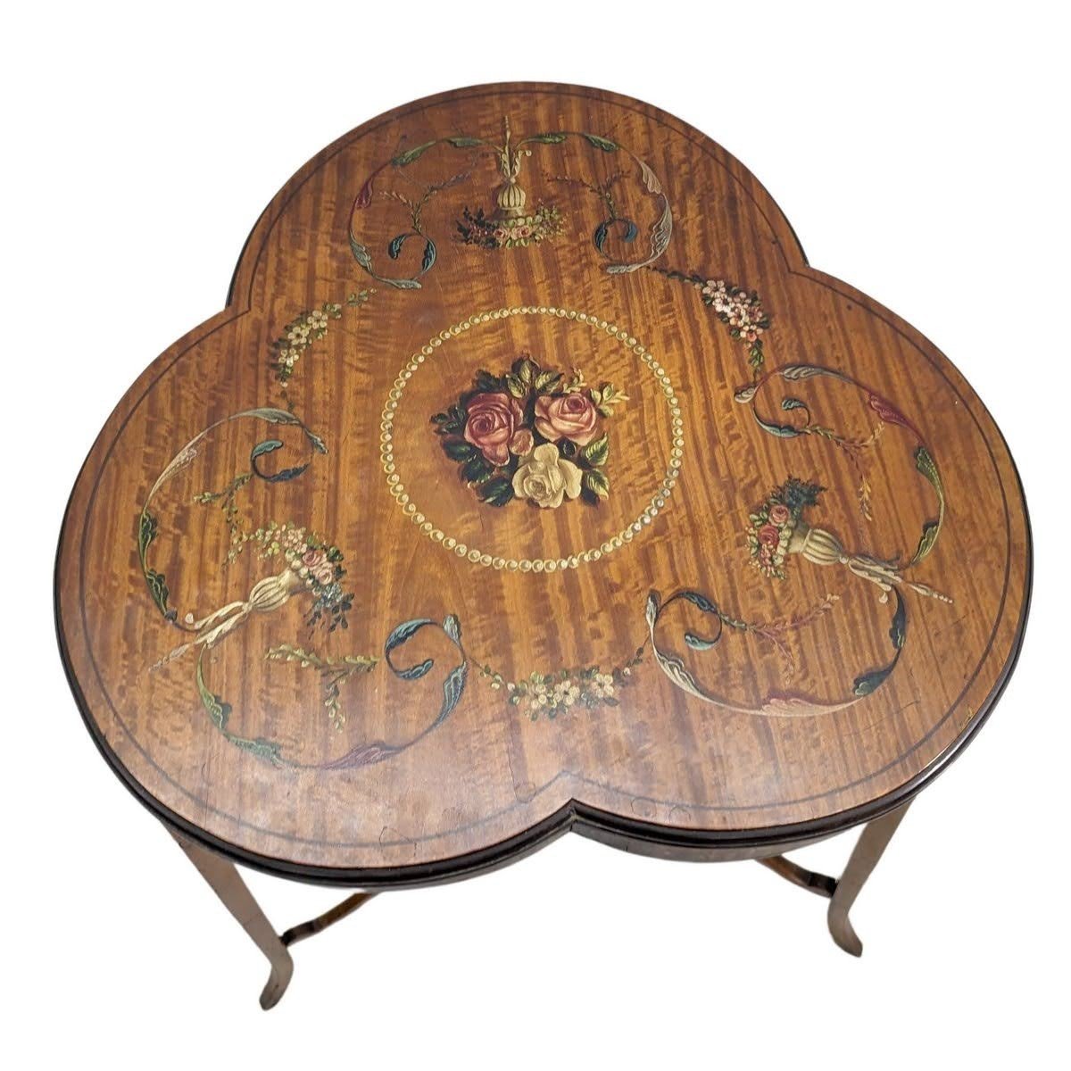 Table Guéridon Anglaise En Acajou Satiné Peint-photo-3