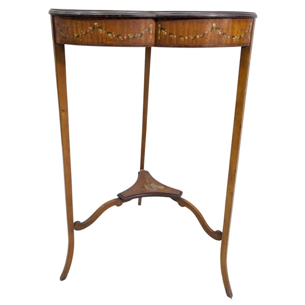 Table Guéridon Anglaise En Acajou Satiné Peint-photo-4