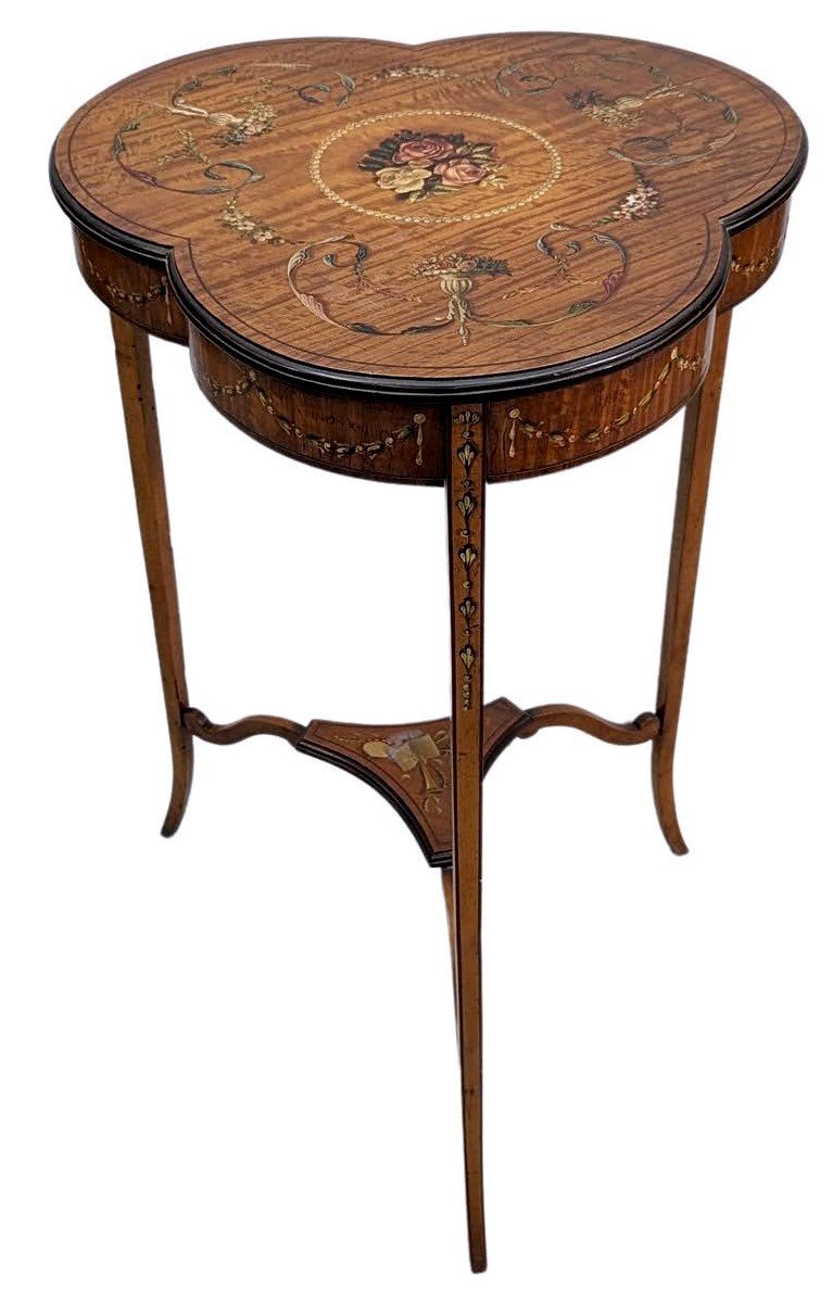 Table Guéridon Anglaise En Acajou Satiné Peint