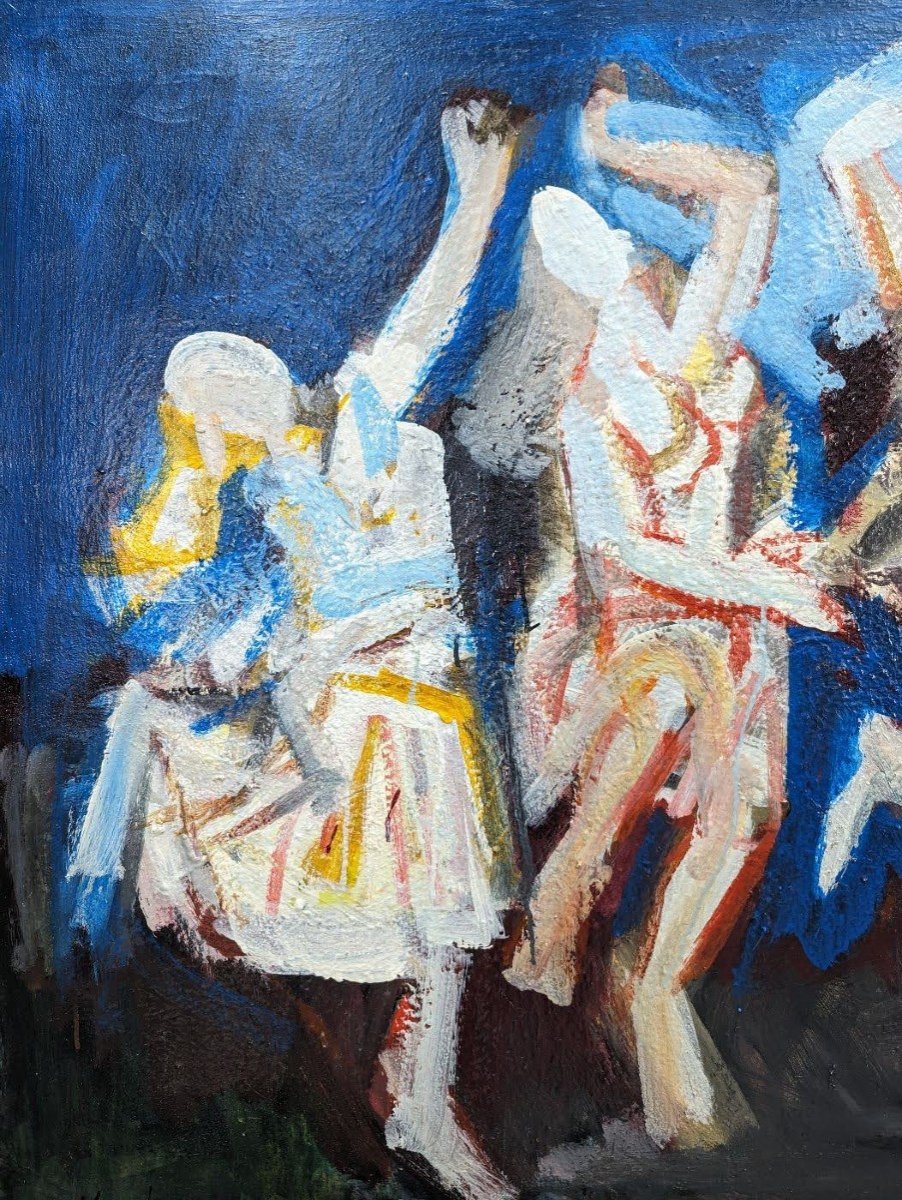 Huile Sur Toile    Les Danses Tchèques  XXème Rudolf Kundera école Tchèque Dimension 91x118 Cm-photo-2