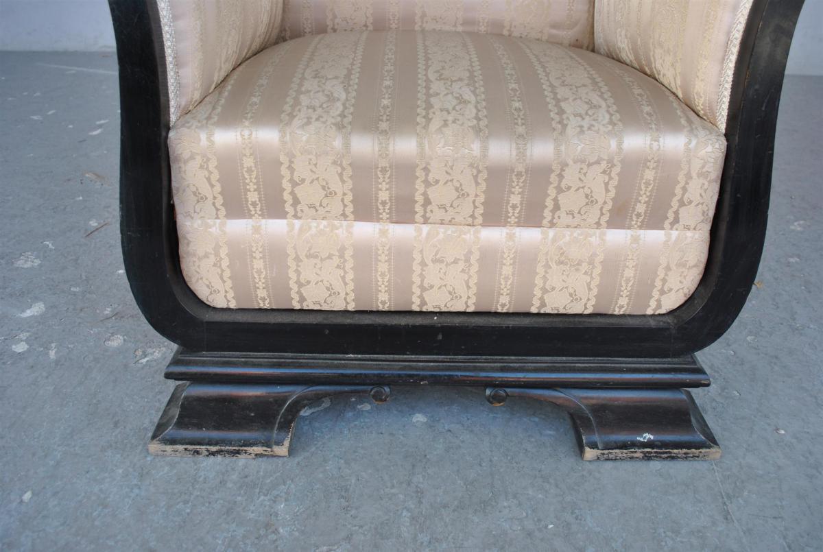 Armchair Pair Of Art Deco And Blackened Wood Soierie-photo-3