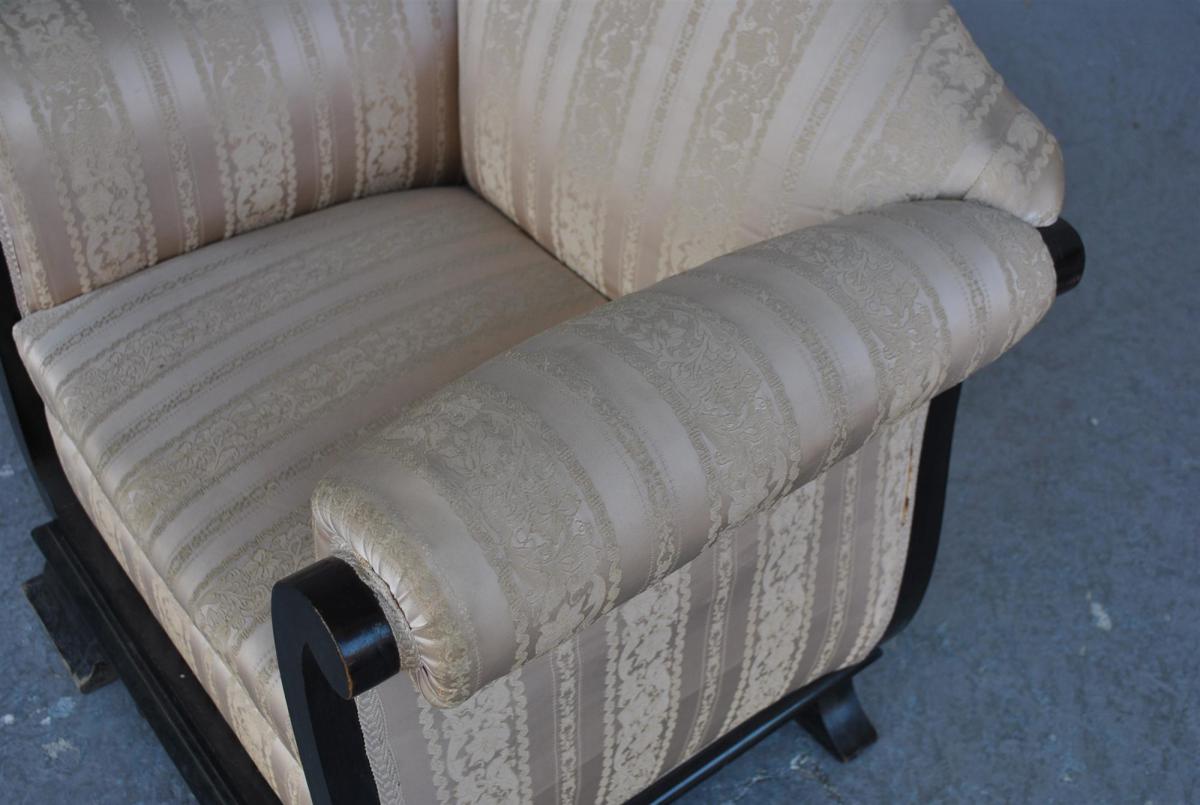 Armchair Pair Of Art Deco And Blackened Wood Soierie-photo-2