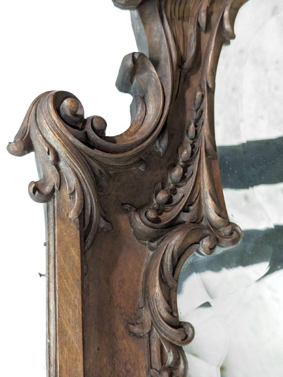 Miroir En Bois Naturel De Style Louis XV à Décor d'Angelots -photo-4