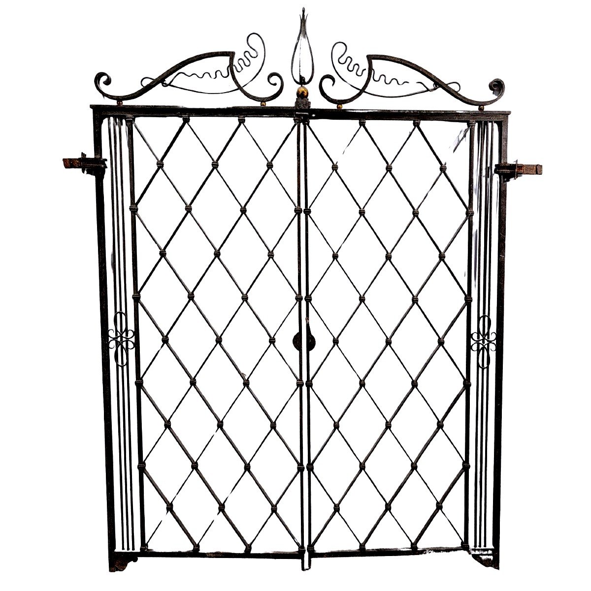 Paire De Grilles En Fer Forgé époque 1940 Dans l'Esprit De Gilbert Poillerat  