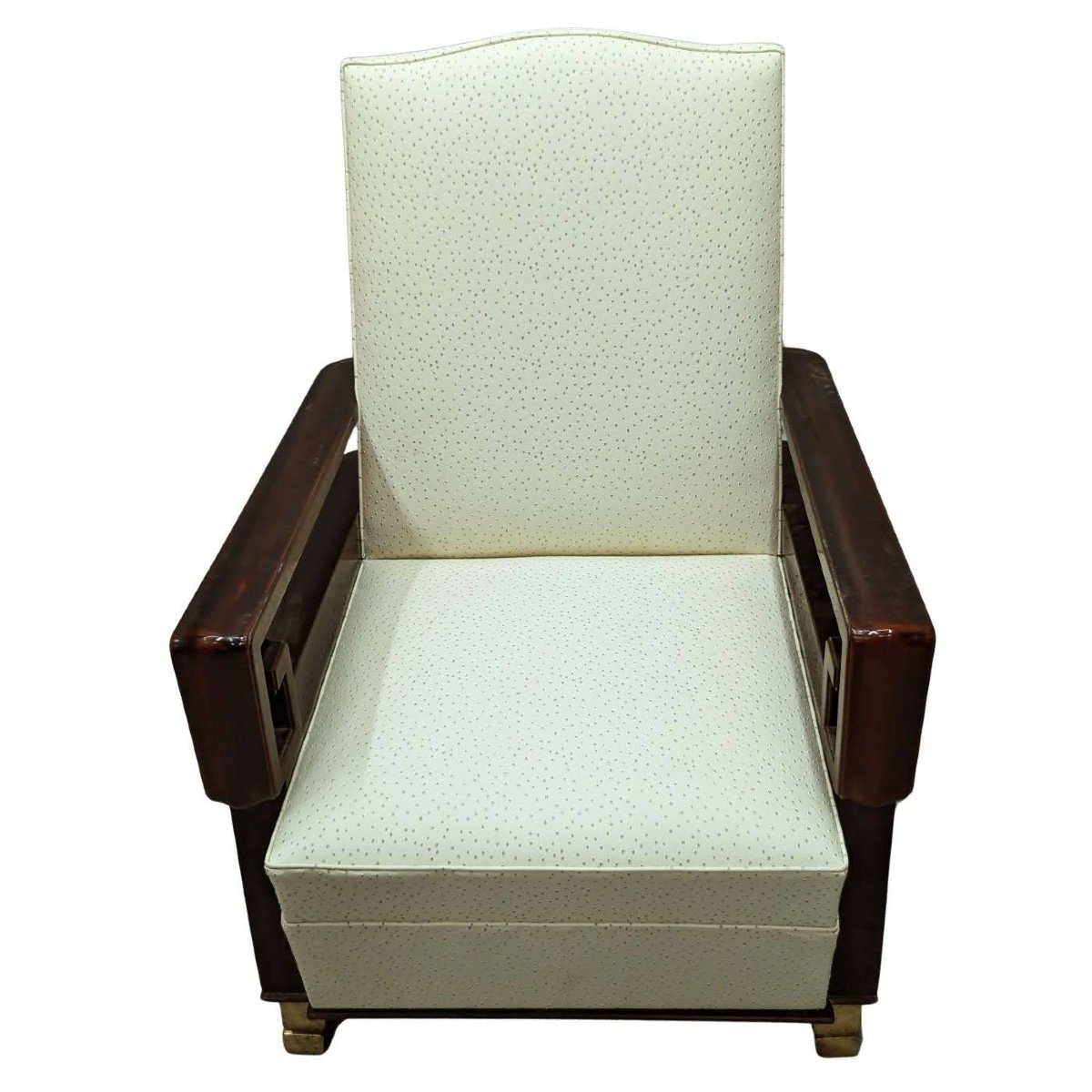 Paire De Fauteuils Années 40 Dans l'Esprit Asiatique Incrustations De Décor Asiatiques  -photo-1