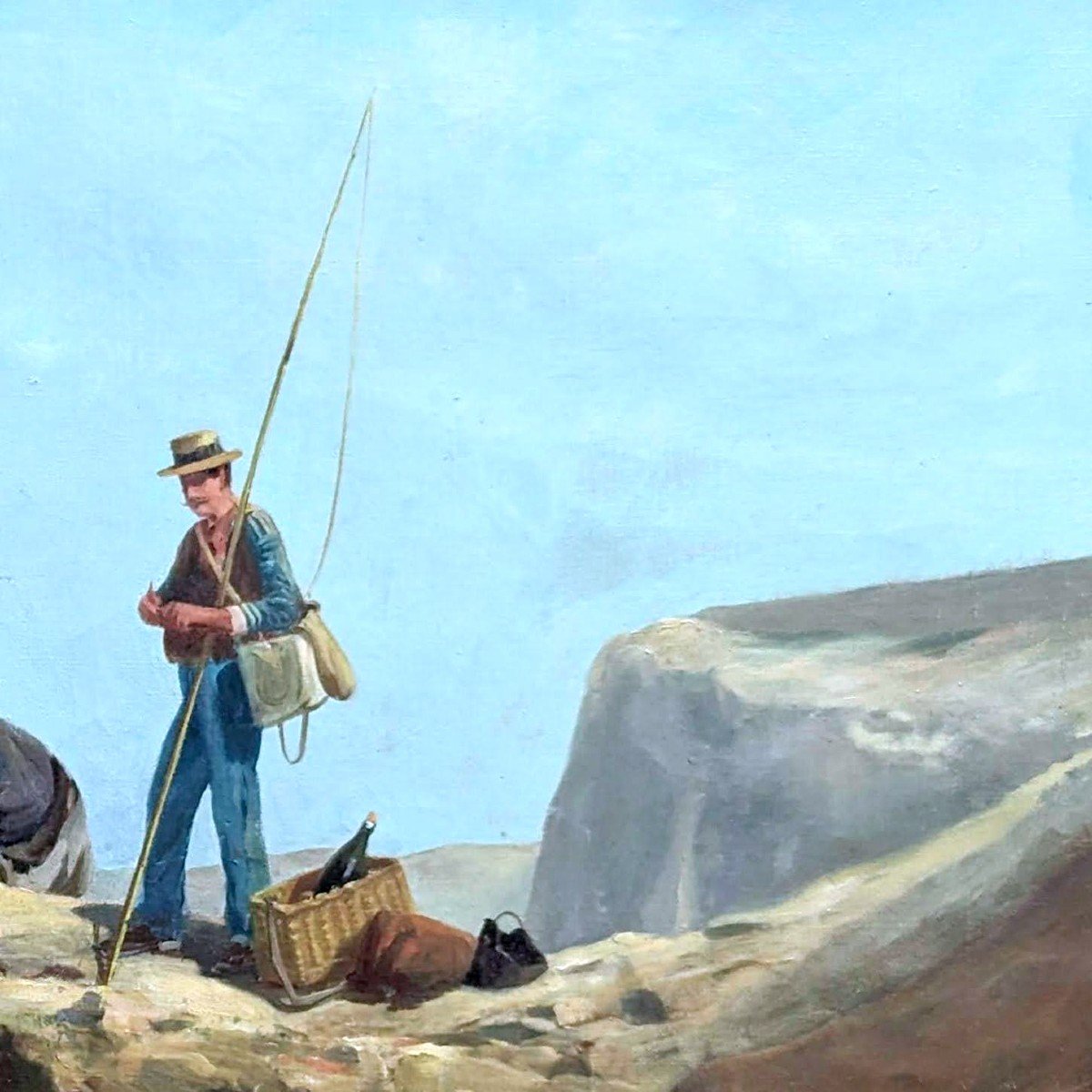 Marine "les Pécheurs En Bord De Mer " De François Gautier, Peintre Marseillais (1842-1917) -photo-2