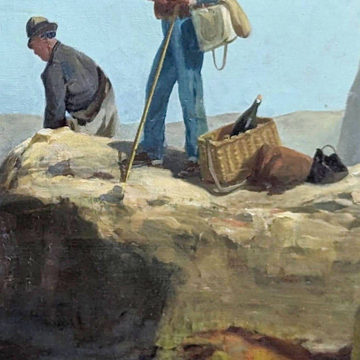 Marine "les Pécheurs En Bord De Mer " De François Gautier, Peintre Marseillais (1842-1917) -photo-2
