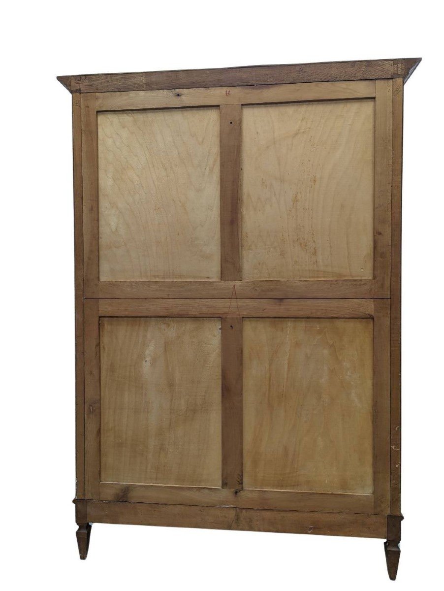 1940s Cabinet With Bronze Crossbar Decor And Eglomise Glass  -photo-8