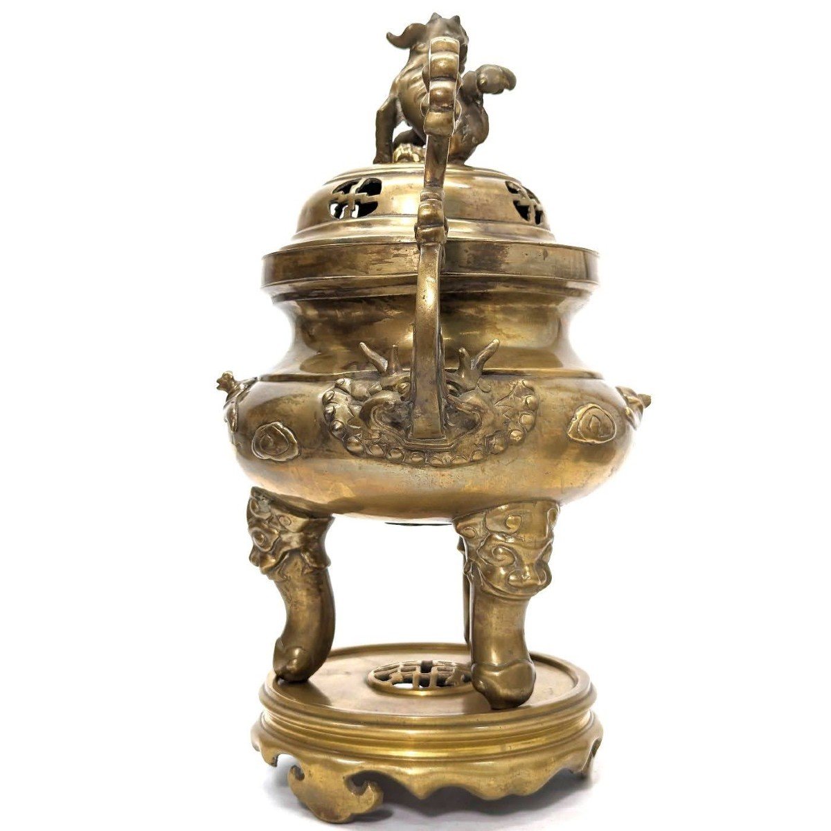 19th Century Chinese Bronze Incense Burner With Foo Dog Decor  -photo-1