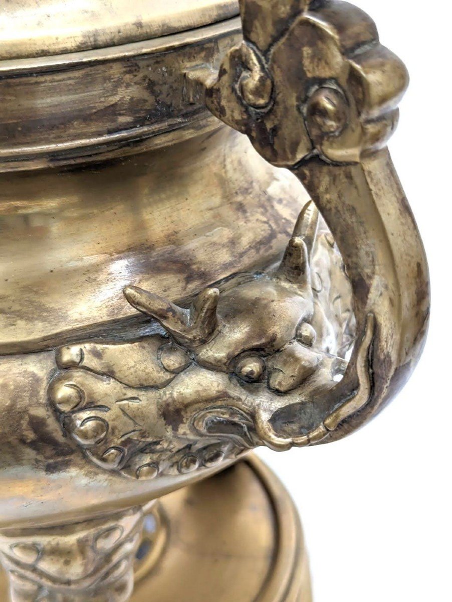 19th Century Chinese Bronze Incense Burner With Foo Dog Decor  -photo-4