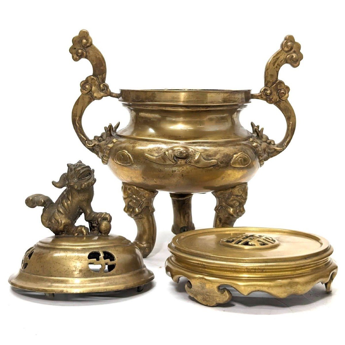 19th Century Chinese Bronze Incense Burner With Foo Dog Decor  -photo-6