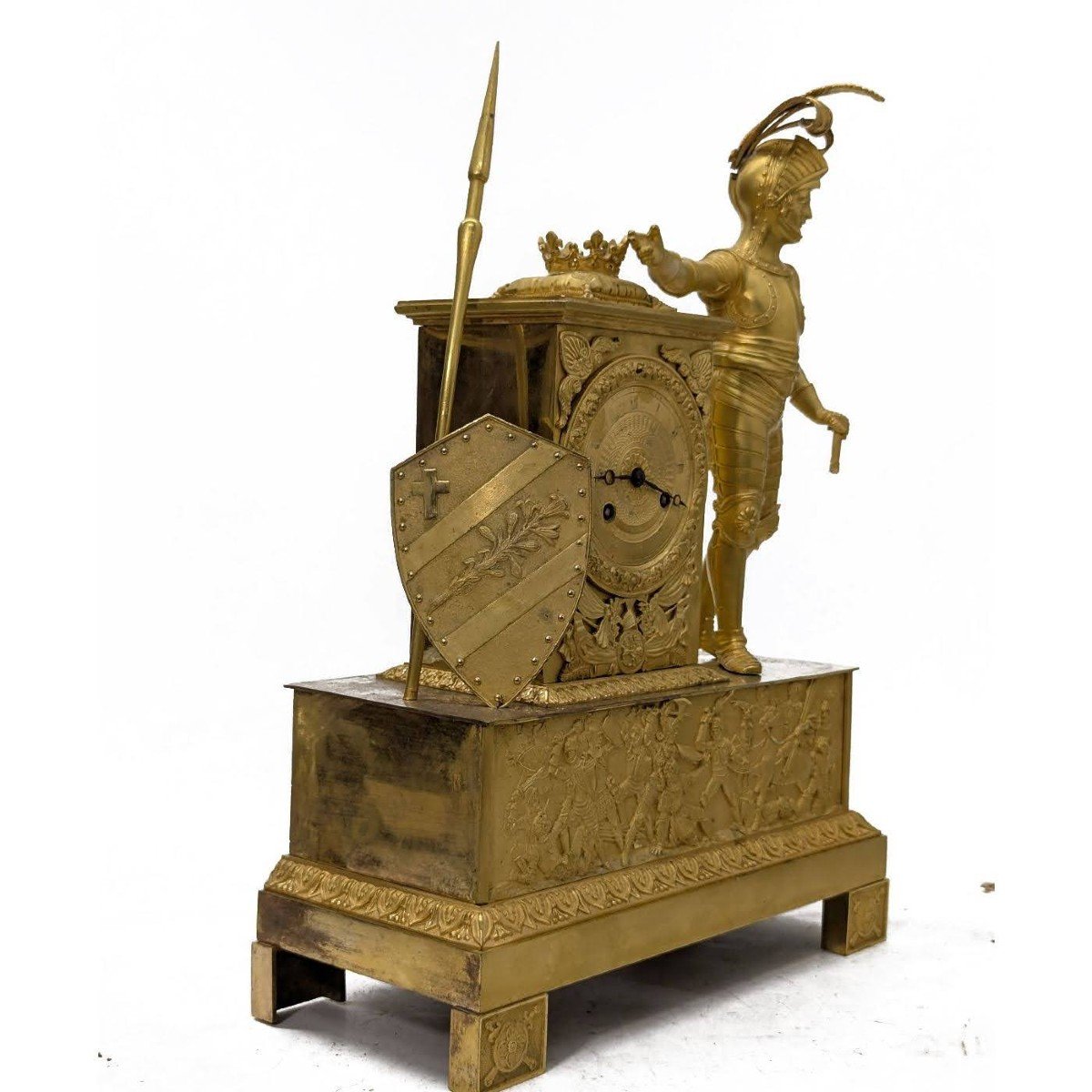  Empire Period Knight Clock In Gilt Bronze  -photo-6