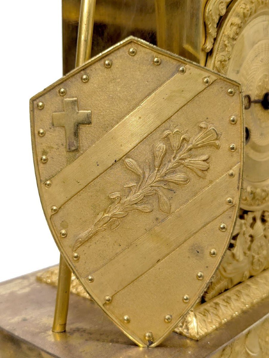  Empire Period Knight Clock In Gilt Bronze  -photo-7