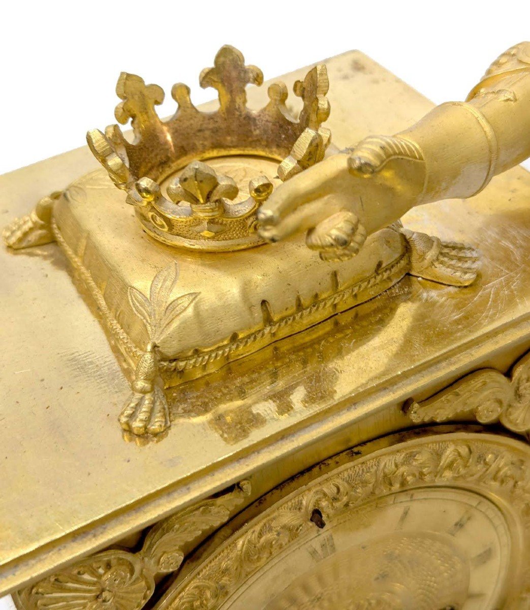  Empire Period Knight Clock In Gilt Bronze  -photo-8