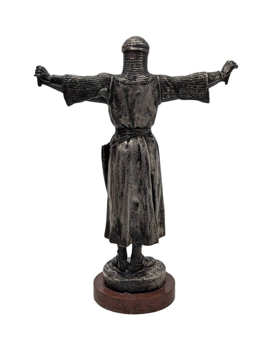 Emmanuel Fremiet "Credo" chevalier en bronze fonte Barbedienne -photo-2