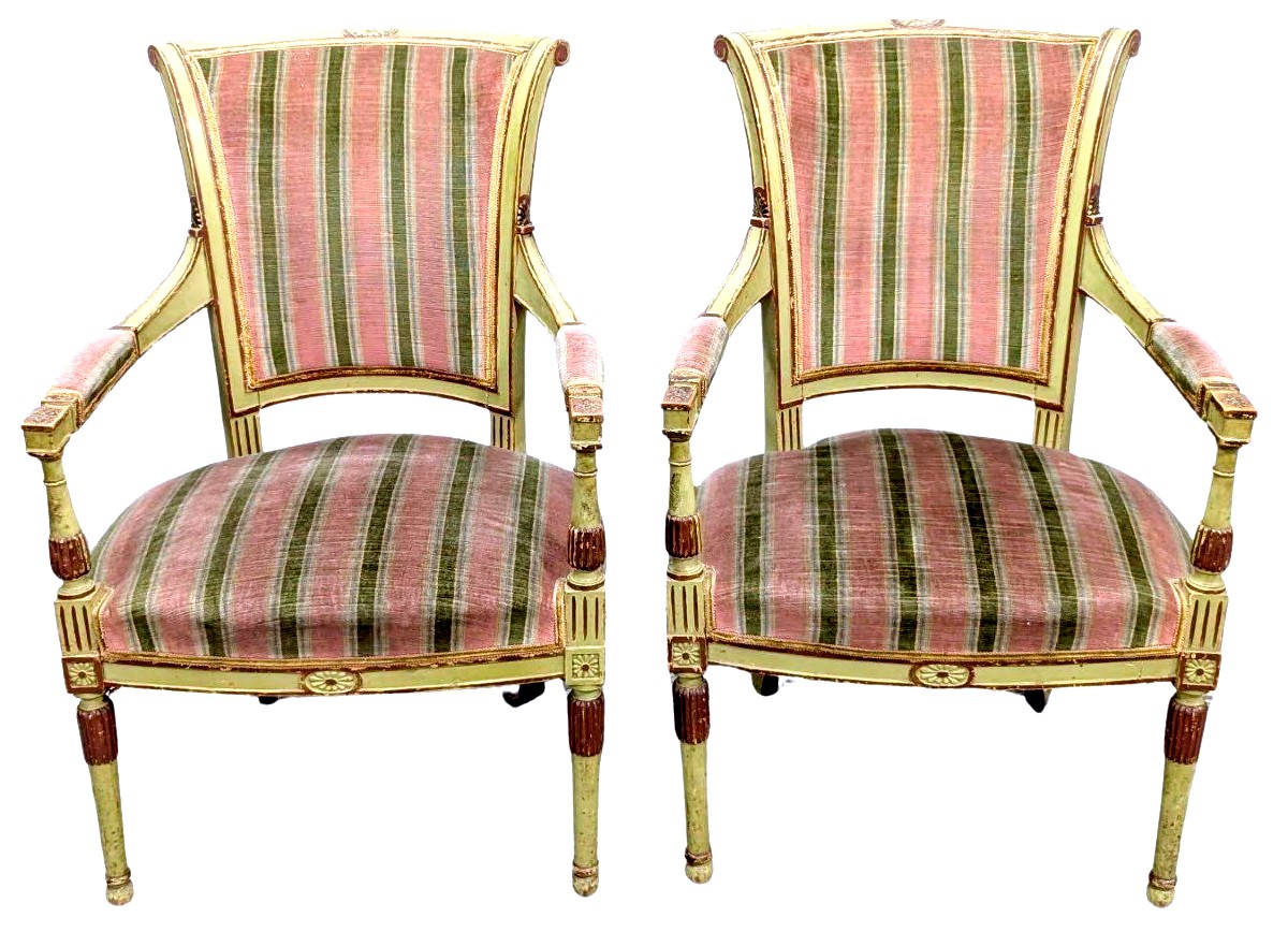 Salon directoire laqué peint époque 1880/1900