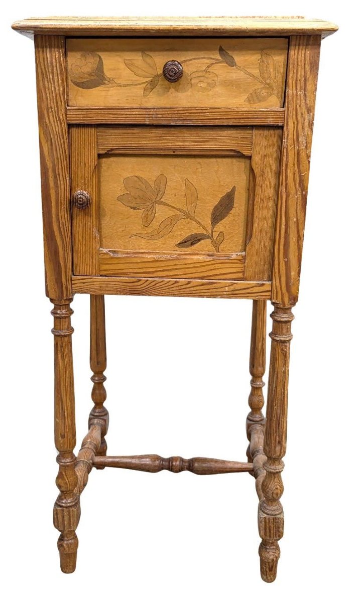 Art Nouveau Bedroom With Marquetry From The Nancy School, Wardrobe, Bed, Bedside Table-photo-2