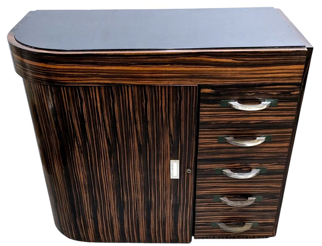 Pair Of Art Deco Modernist Macassar Ebony Sideboards, 1930s-photo-2