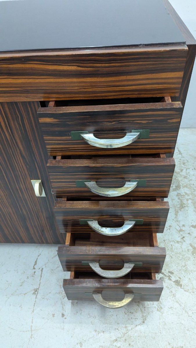 Pair Of Art Deco Modernist Macassar Ebony Sideboards, 1930s-photo-3