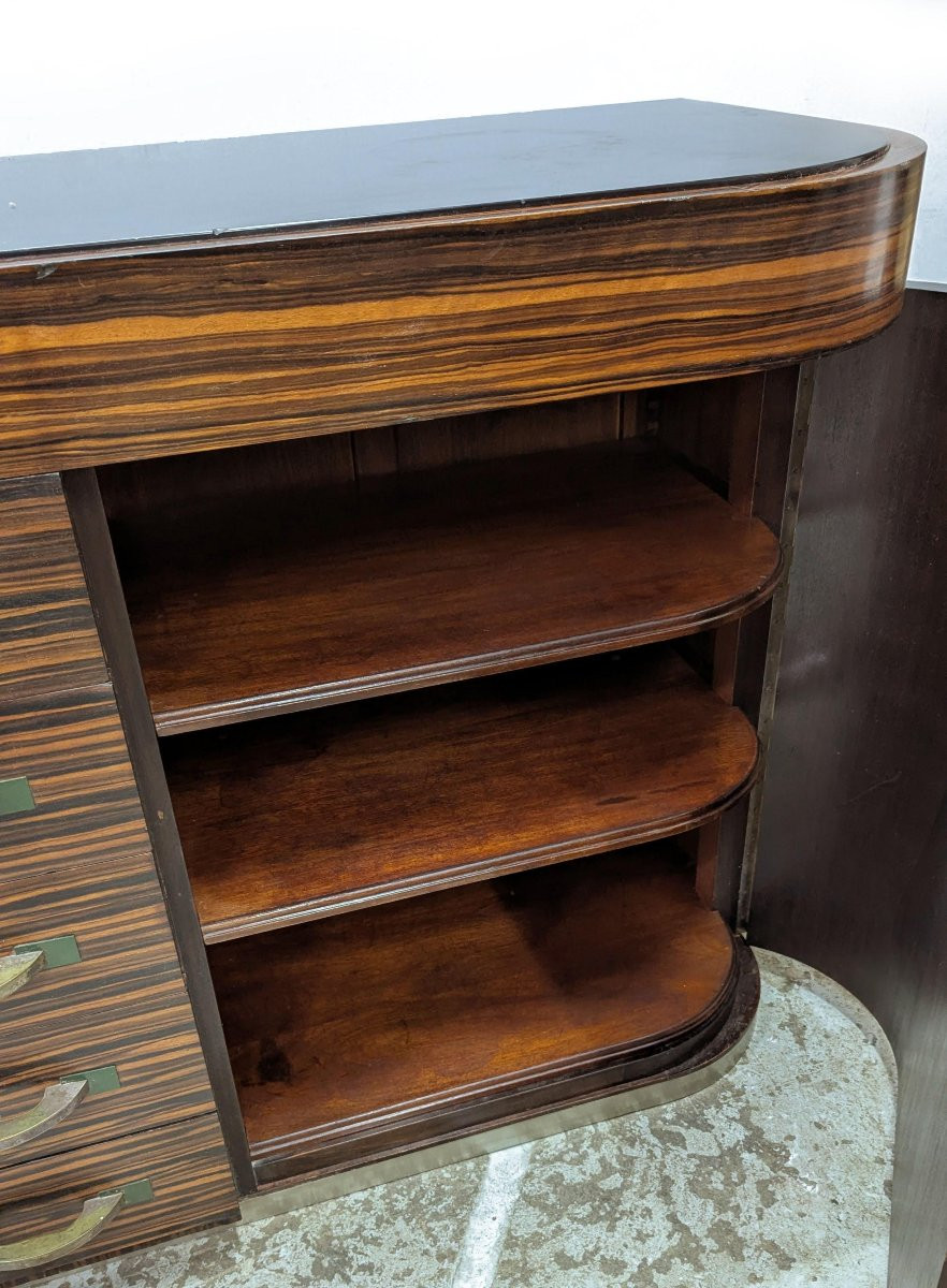 Pair Of Art Deco Modernist Macassar Ebony Sideboards, 1930s-photo-6