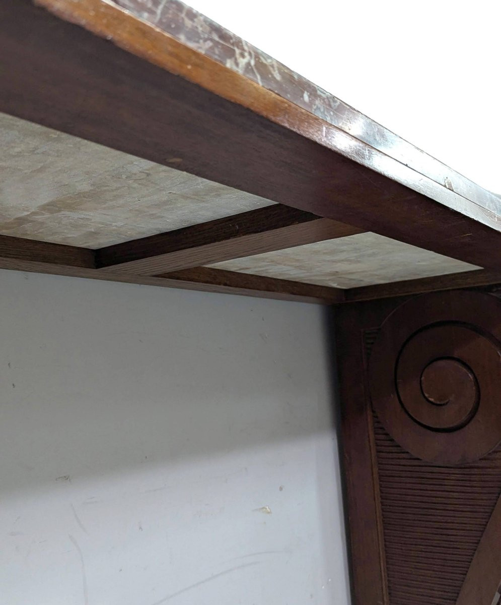 Console Napoléon III acajou feuilles d'acanthes marbre XIXème-photo-1