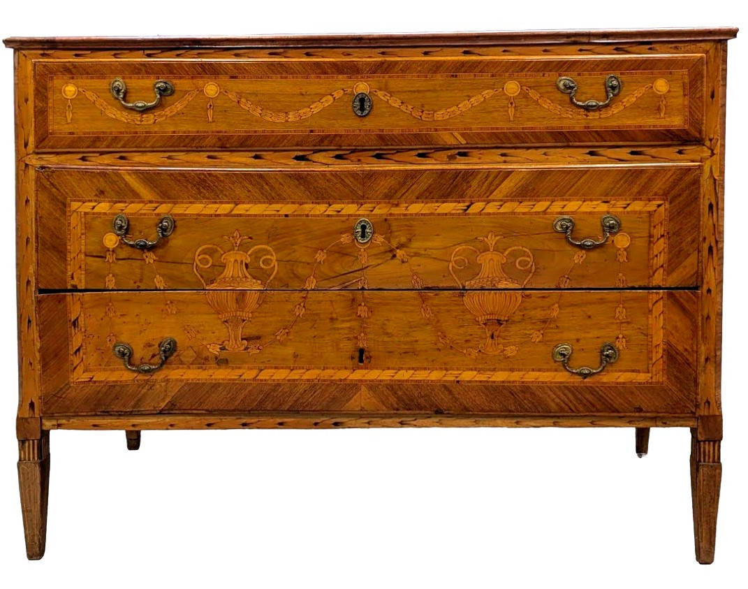 Commode Lombarde en marqueterie d'époque XVIIIème