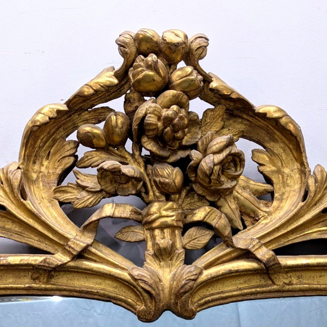 Large Beaucaire Mirror In Giltwood, 18th Century, Height 188cm-photo-3